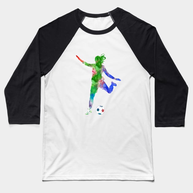 Girl Soccer Baseball T-Shirt by RosaliArt